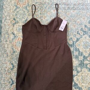 Brown Spaghetti Strap Dress